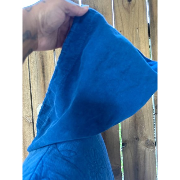 FOCUS USA Flower QUILTED Blue GAUZE Corduroy HOODED VEST L - Picture 3 of 7